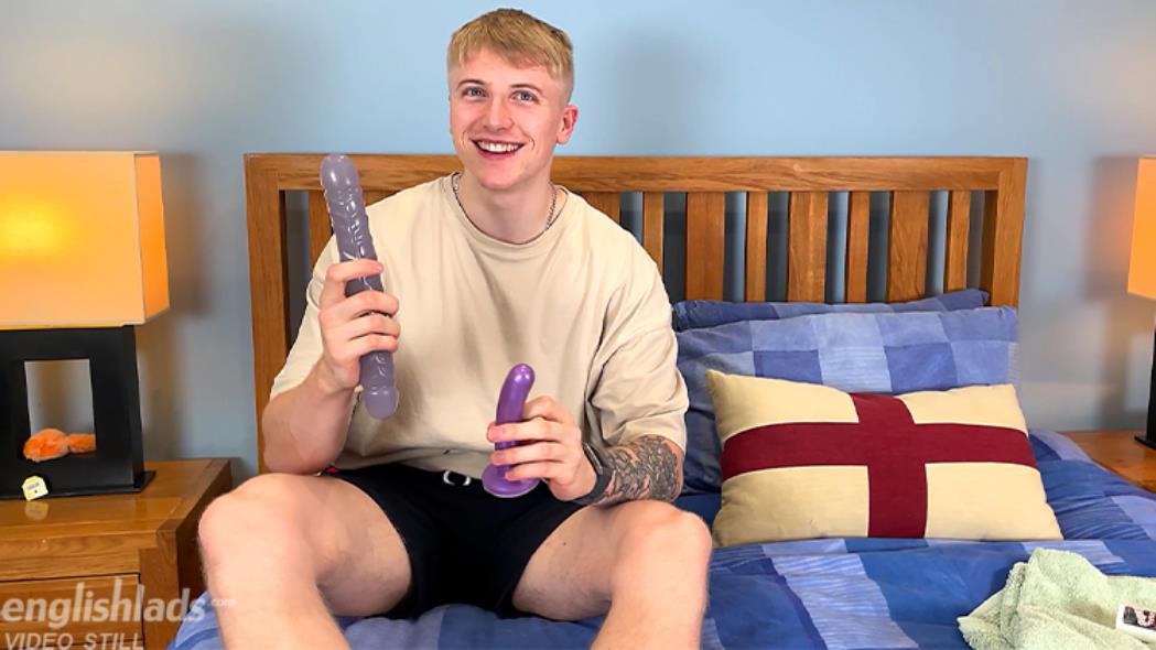 EnglishLads - Straight Blond Pup Pumps his Tight Hole with the Big Pink Dildo & his Uncut Cock Cums! - Callum Jones 6